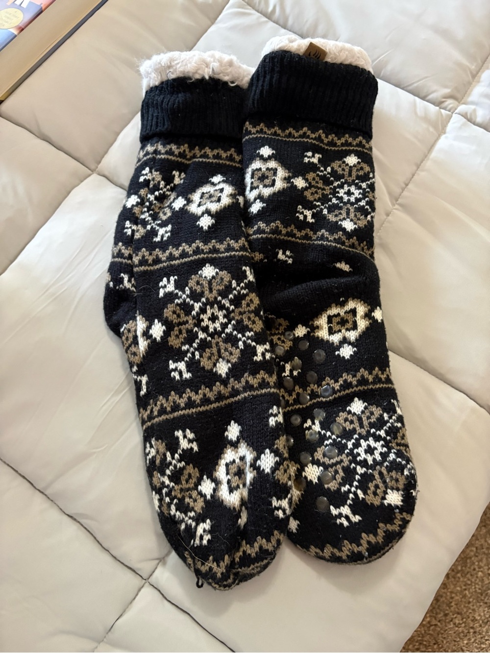Cozy Black Fleece Lined Slipper Socks